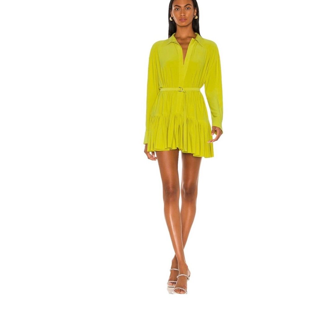 Norma Kamali REVOLVE Oversized Boyfriend Shirt Mini Dress spring green, size XS